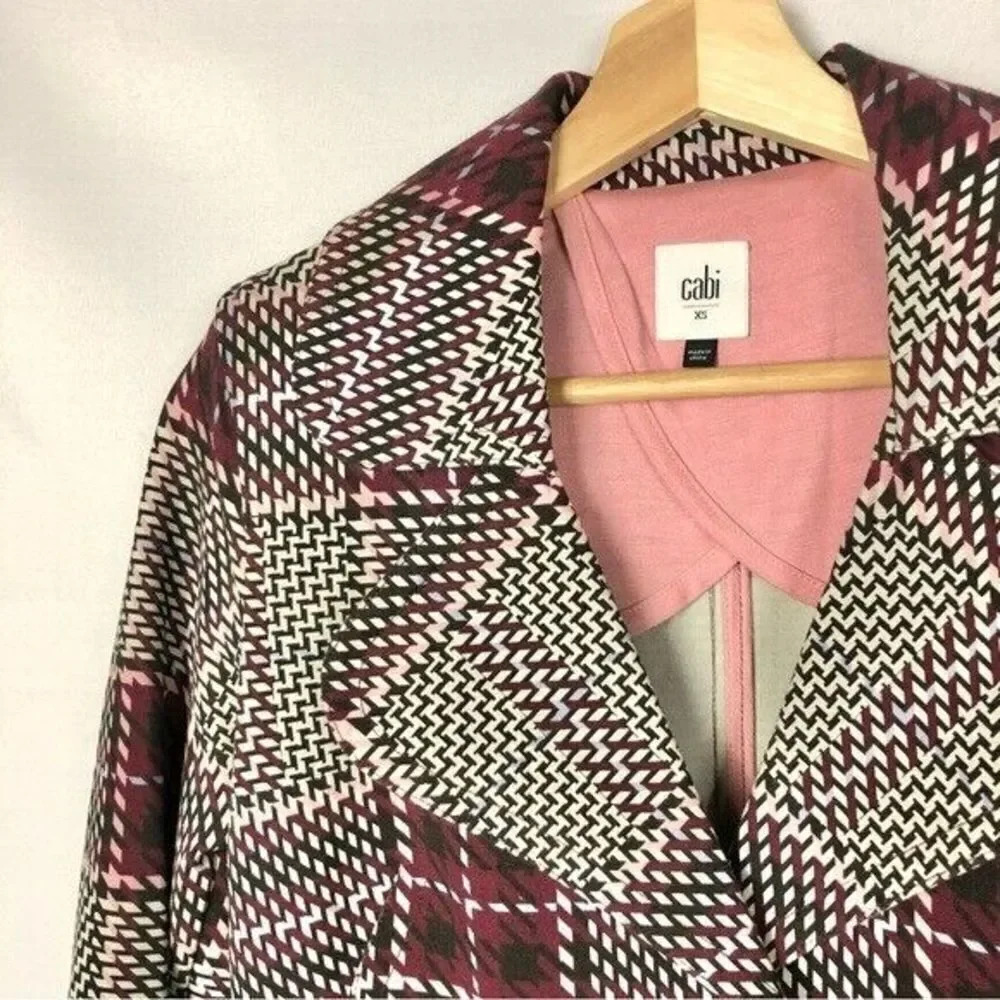 Cabi Sovereign Houndstooth Plaid Ponte Knit Peacoat XS #3370 - Picture 3 of 5
